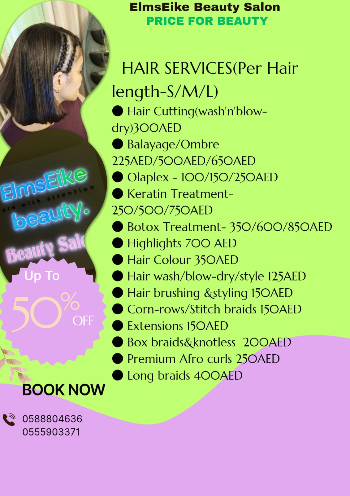 Hair Services price list