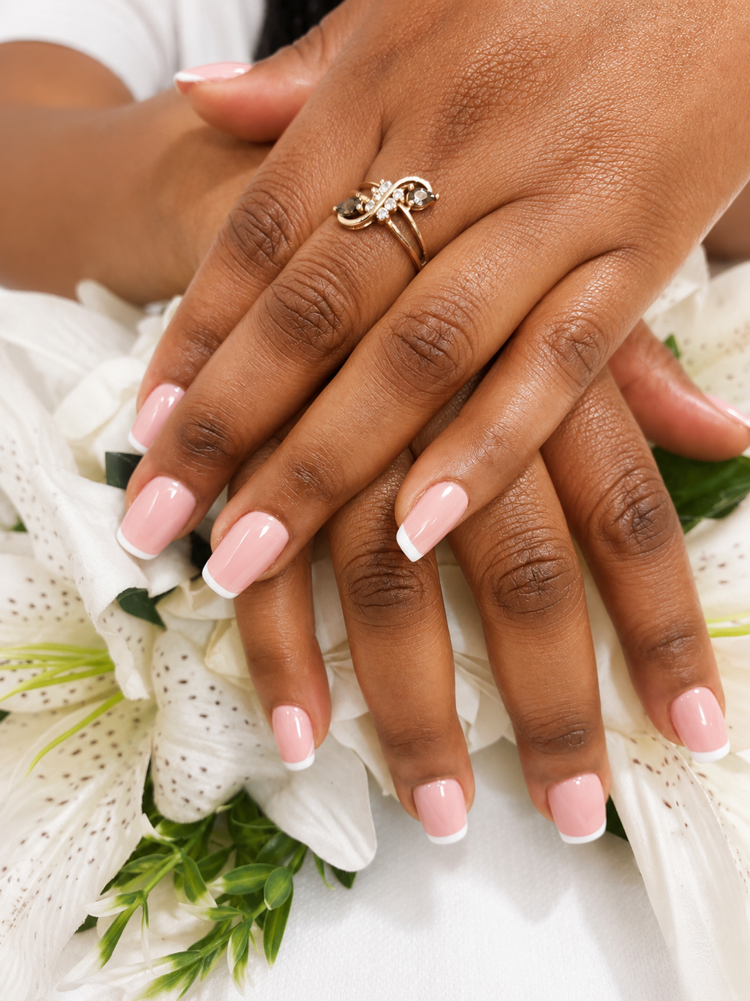 Elegant French manicure with white tips